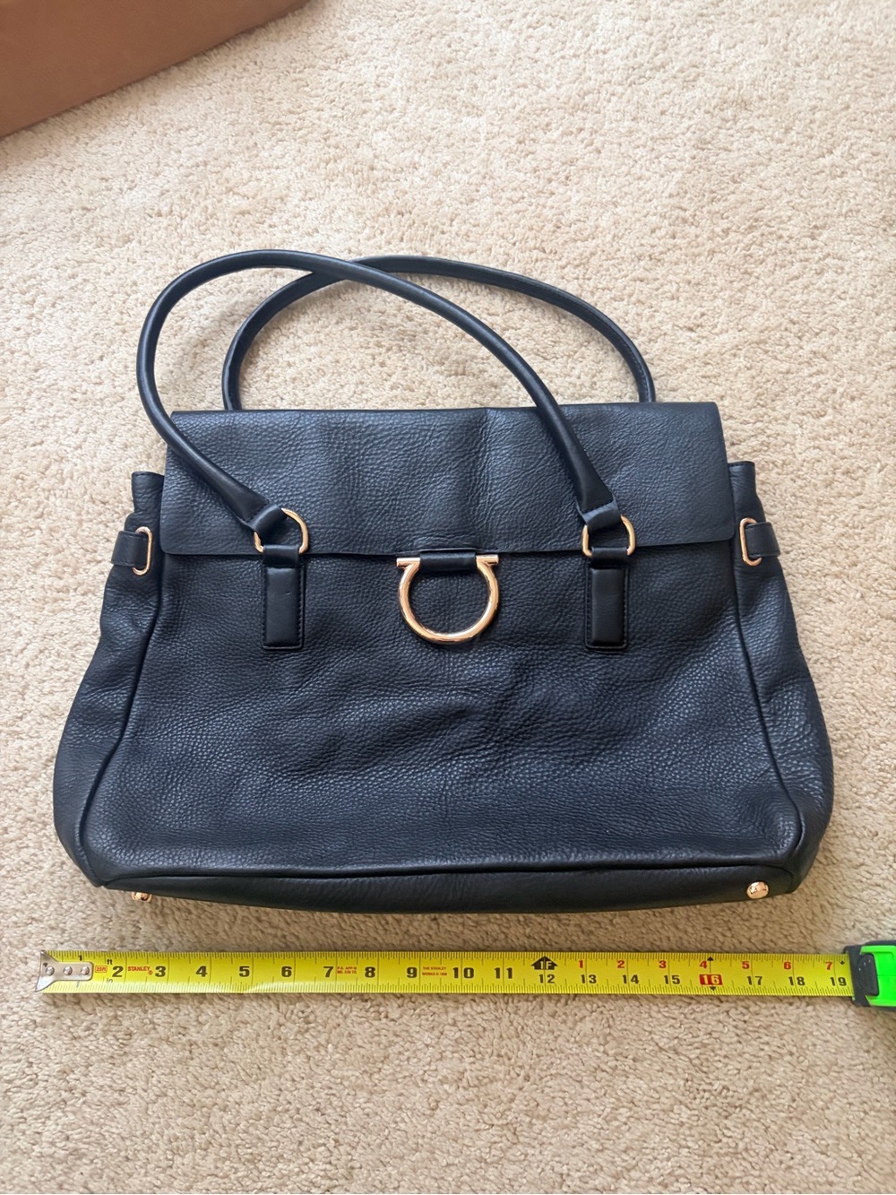 LC Lauren Conrad Black Shoulder Satchel with Gold Ring
